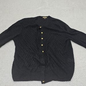Dana Buchman Black Cardigan with Gold Buttons